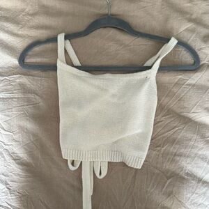 White tie-back crop top